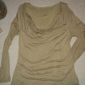 Olive Knit Top w/Sheer Tank